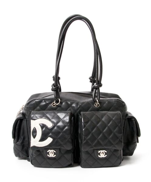 Chanel Black Cambon Reporter Leather Bag secondhand authentic safe online shopping webshop flap bag Antwerp Belgium LabelLOV labels high end brands designer it bag luxury fashion