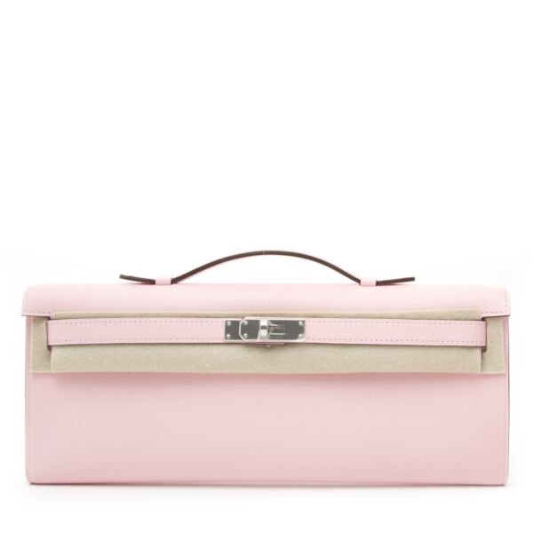 online luxury shopping for the best price Hermès Kelly Cut Pochette Rose Sakura Swift Phw