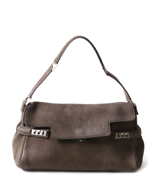 Delvaux Tempête Nubuck Shoulder Bag in Taupe safe shopping online webshop fashion designer luxe bags brands safe shopping  antwerp belgium LabelLov