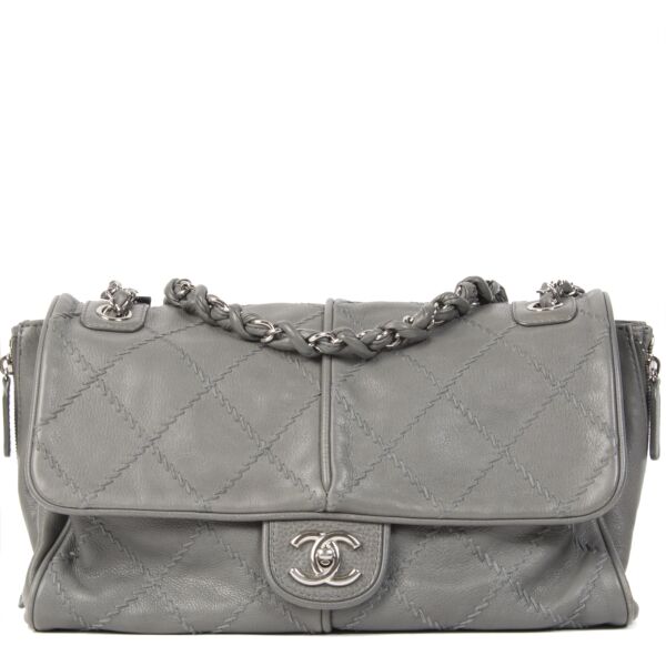 Chanel Grey Ultra Stitched Zipper Shoulder Bag