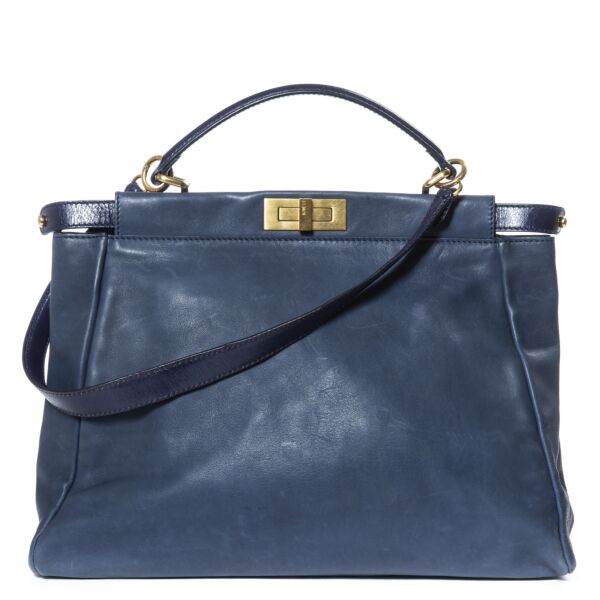 Fendi Peekaboo Blue Large Bag + Strap