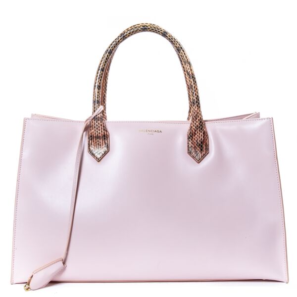 Balenciaga Rose Calfskin Leather and Snake Padlock Work S