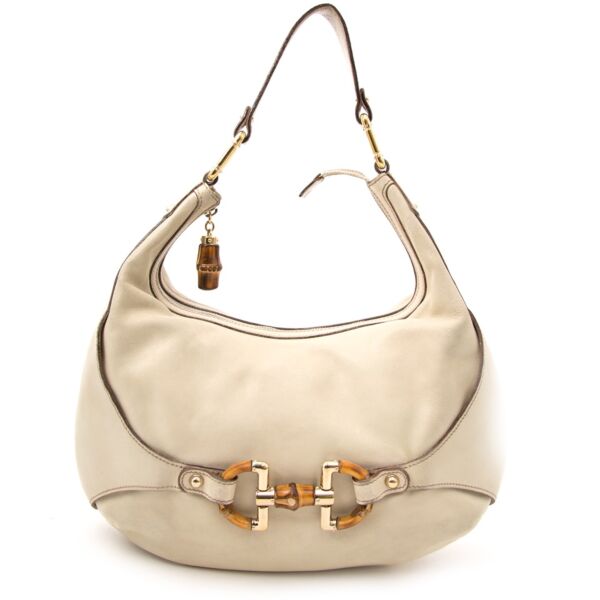Shop Gucci Beige Horsebit Shoulder Bag online at Labellov.com