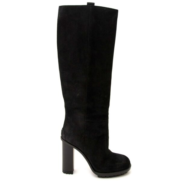 koop Gucci Black Suede Heel Boots - Size 39 bij labellov aan de beste prijs