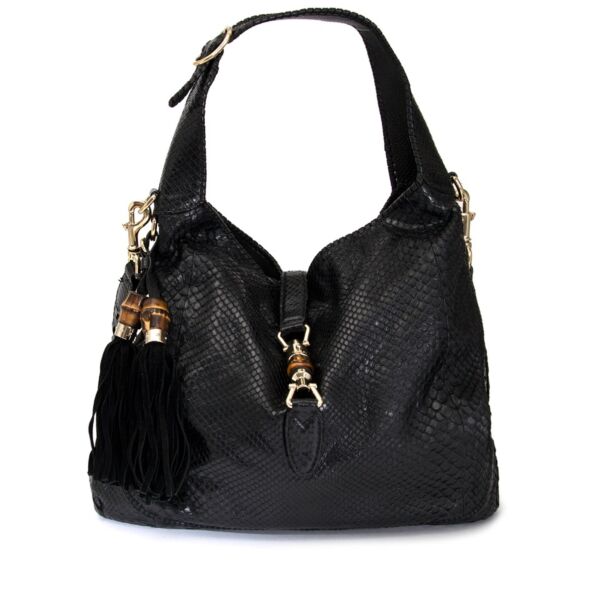 Gucci Jacky Black Python  net als nieuw aan de beste prijs webshop en boetiek Antwerpen 