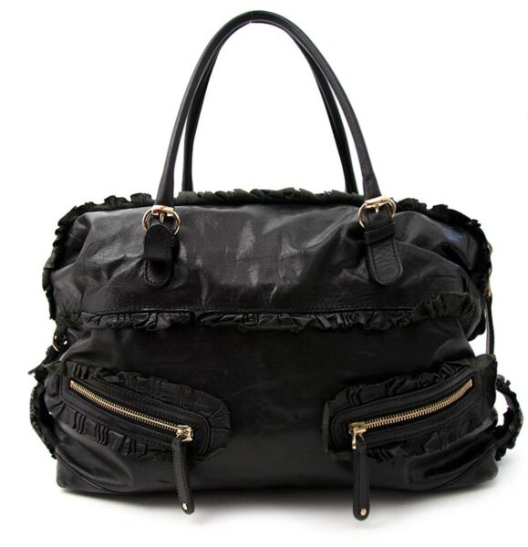 acheter en ligne pour le meilleur prix Gucci Black Leather Sabrina Medium Boston Bag
