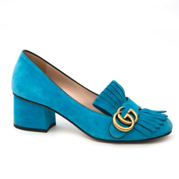 koop veilig online Gucci Cyan Suède Mid Heel Pumps - Size 36,5