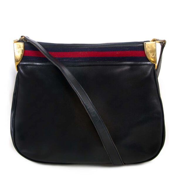 gucci vintage blue web shoulder bag now for sale at labellov vintage fashion webshop belgium