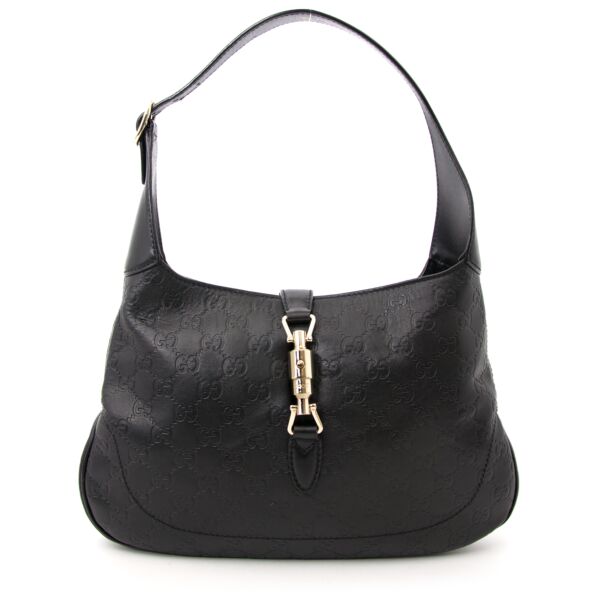 shop safe online secondhand designer luxury Gucci Black Jackie Leather Shoulder Bag 