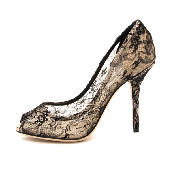 Dolce & Gabbana Nero Champagne Peep Toe Pumps online aan de beste prijs bij Labellov Antwerpen