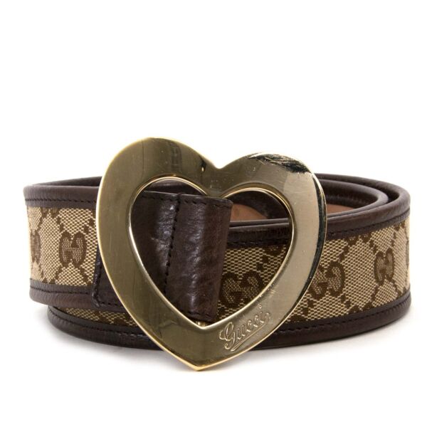 gucci monogram heart buckle belt now for sale at labellov vintage fashion webshop belgium