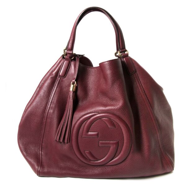 gucci burgundy soho shopper now for sale at labellov vintage fashion webshop belgium