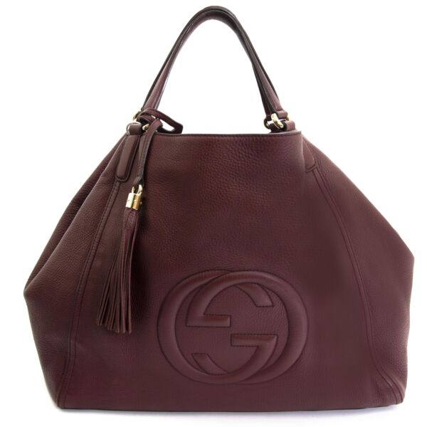 gucci burgundy soho shopper now for sale at labellov vintage fashion webshop belgium