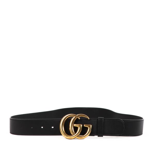 Gucci Black Marmont Wide Belt - size 90