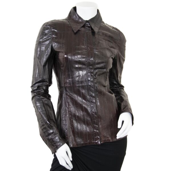 Gucci Brown Eel Leather Shirt - size IT40 kopen bij Labellov tweedehands luxe webshop online