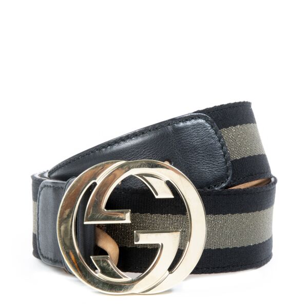 Gucci Web Belt With G Buckle -  Size 80