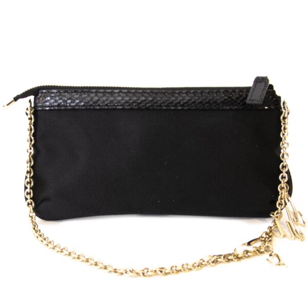 Authentic second hand vintage Gucci Starlight Even Black Satin Pochette Bag buy online webshop LabelLOV