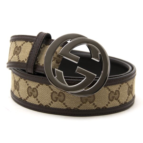 Gucci Brown Fabric Monogram Belt