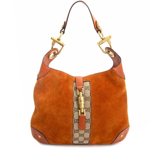 Gucci Orange Suede Jackie Bag now for sale at labellov vintage fashion webshop belgium