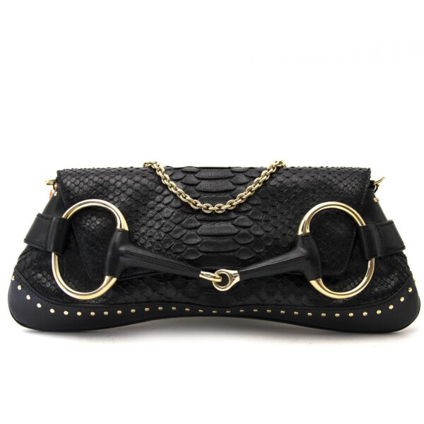 Gucci Black Python Horsebit Clutch for sale online