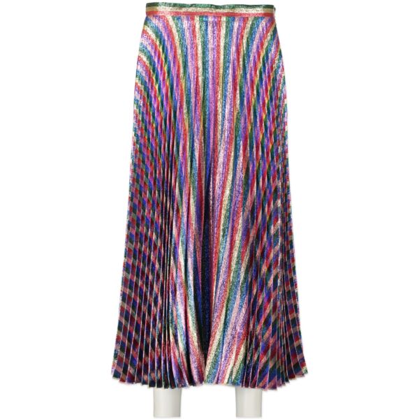 Buy Authentic Gucci Multicolor Plissé-Lurex Midi Skirt - Size it 44 at the right price online safe and secure at labelLOV online luxury brand webshop Antwerp Belgium