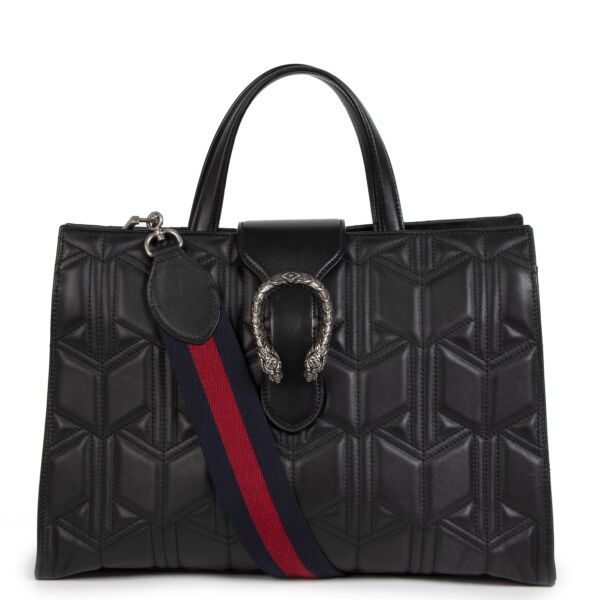 Authentic secondhand Gucci Black Dionysus Top Handle Bag + Web Strap designer bags designer accessories vintage webshop safe secure online shopping worldwide shipping