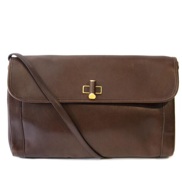 shop safe online secondhand Gucci Vintage Brown Boxcalf Messenger Bag 