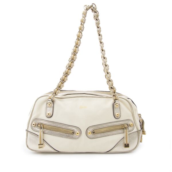 Koop deze Gucci Gold Cream Schouder tas online.