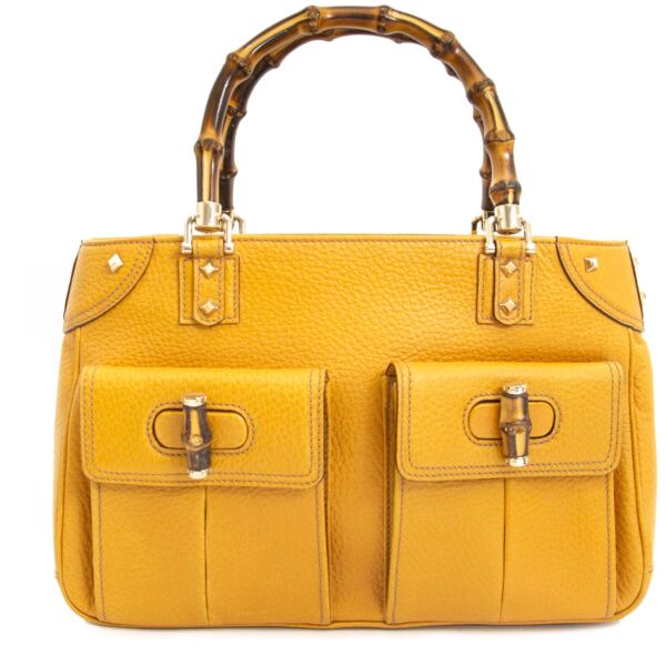 Gucci Yellow Bamboo Bag now for sale at labellov vintage fashion webshop belgium