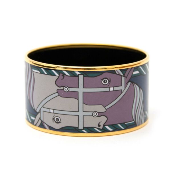 pour le meilleur prix Hermès Printed Enamel Bangle Bracelet