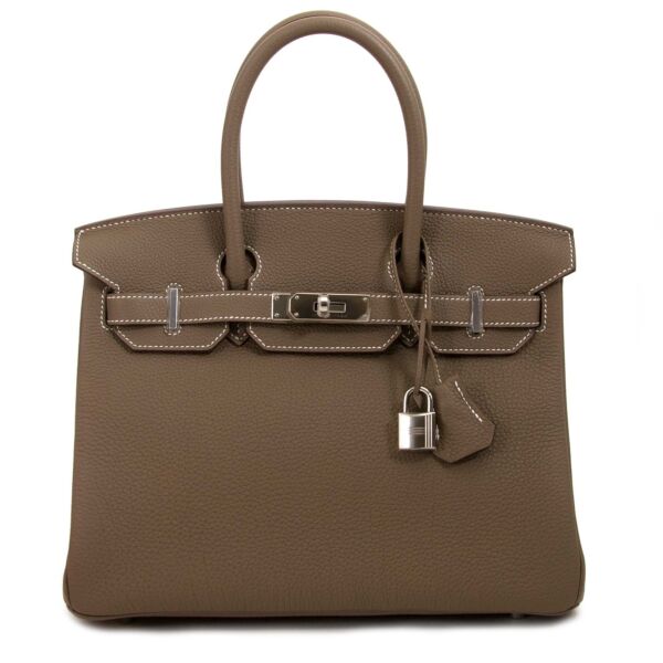 We buy and sell your Hermès Birkin 30 in etoupe with palladium hardware for the best rates available online