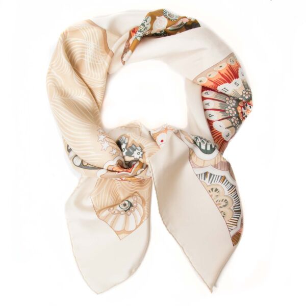 buy Hermès Carre Silk Scarf " Sulfure & Presse - Papiers" at labellov