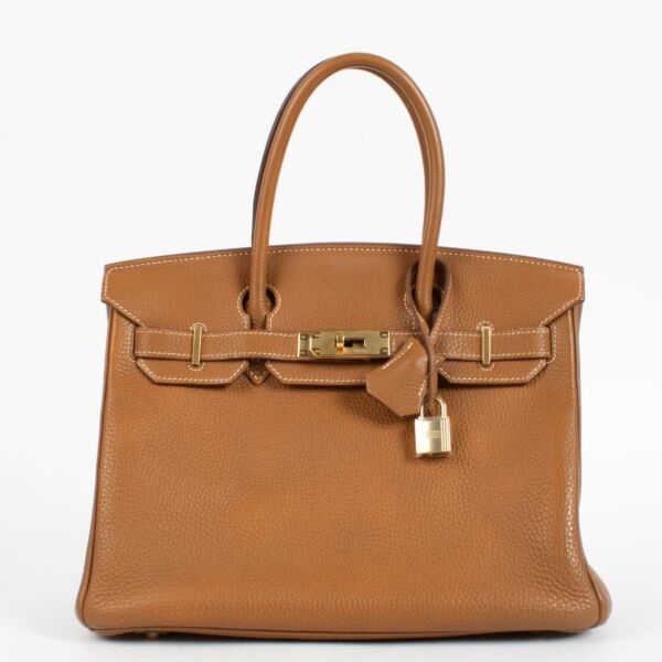 Authentic second hand vintage designer Hermès Birkin 30 Gold Togo GHW