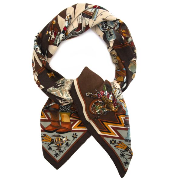 Hermès Aztec Cashmere and Silk Shawl Tweedehands carre hermes sjaal kopen winter België Antwerpen