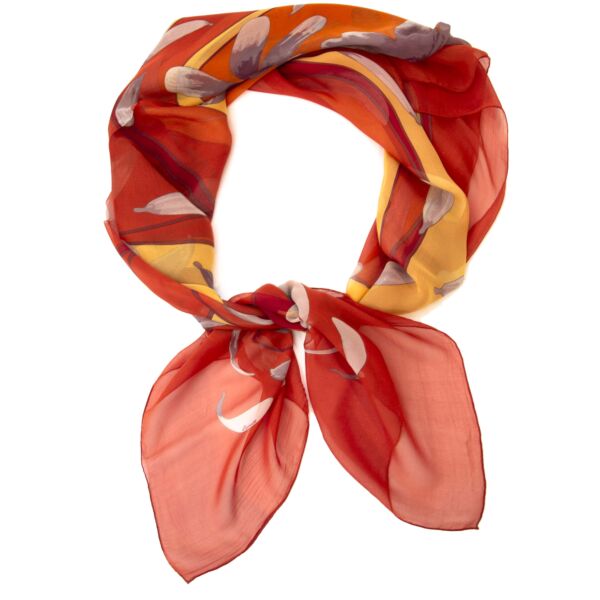 Hermes Crimson Au Gres Du Vent Mousseline silk scarf