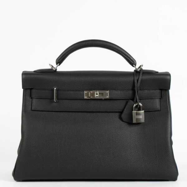 Authentic second hand designer luxury Hermès Kelly 42 Maxi Black Togo PHW