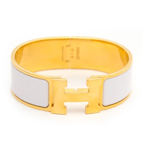 Koop veilig online tweedehands Hermès Bracelet Clic Clac White net als nieuw 