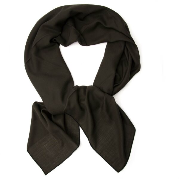 koop veilig online Hermes Bronze Marine Wool Scarf 