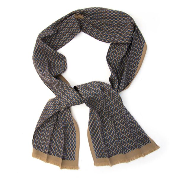 Hermès Cravate Foulard Brown and Blue kopen en verkopen