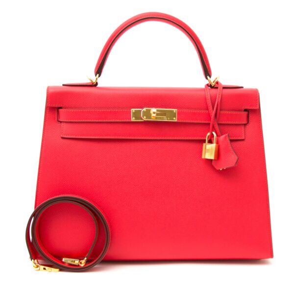Hermès Kelly 32 Epsom Rouge tomate now online at labellov.com