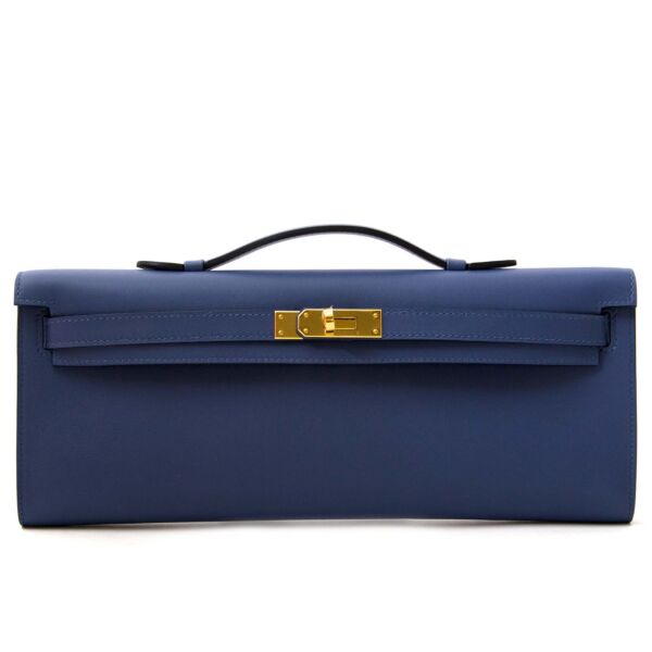 Buy 100% authentic Hermès Kelly Cut Veau Swift Bleu Brighton online at Labellov