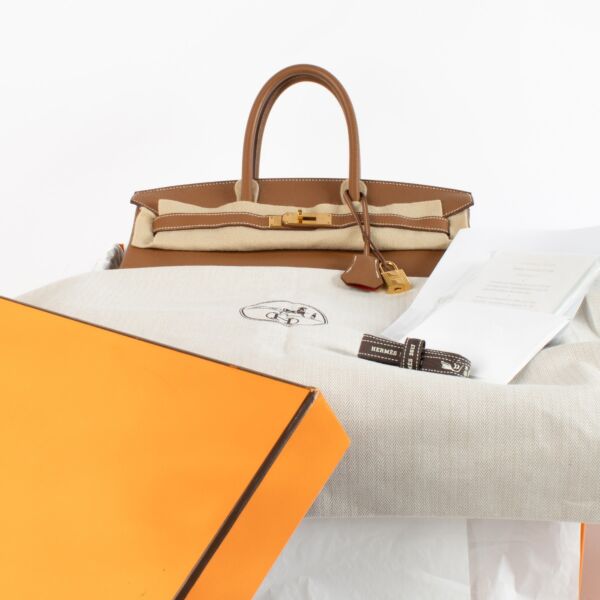 Hermès Birkin 35 Verso Gold/Geranium Togo GHW