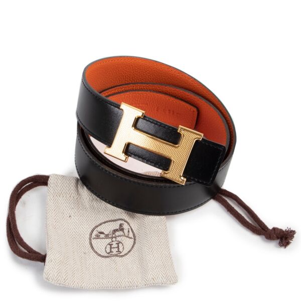 Hermès Orange/ Black Reversible Belt - Size 80