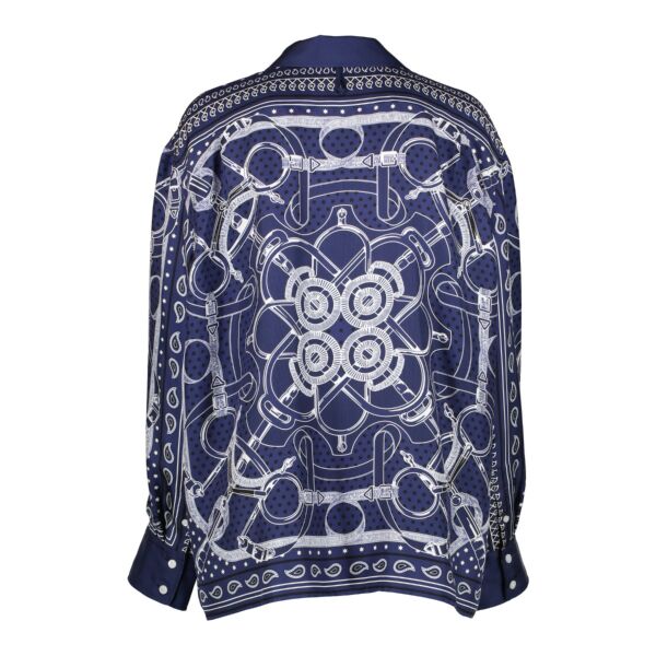 Hermès Blue Silk Western Print Shirt - Size FR42
