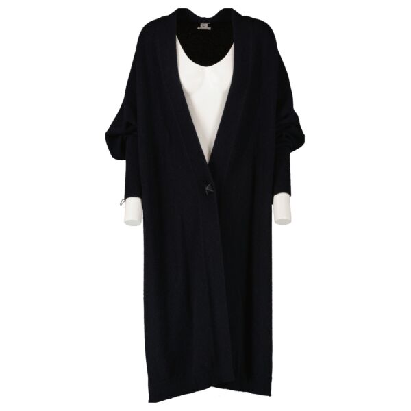 Hermès Navy Blue Longline Cashmere Cardigan - size 38
