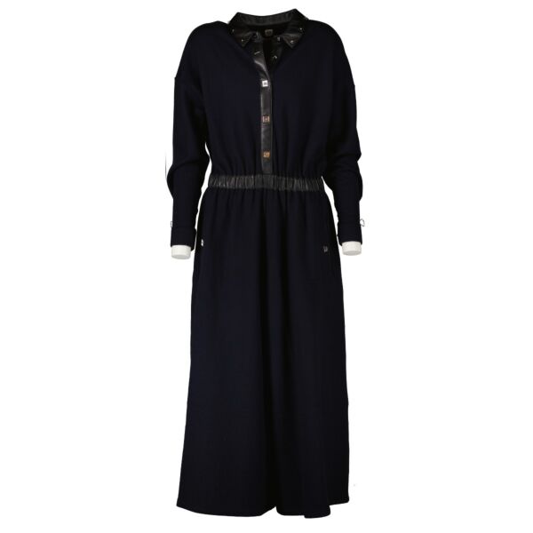 Hermès 2018 Runway Navy Blue Wool Jumpsuit - Size FR40