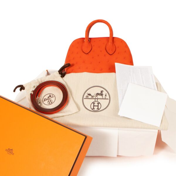 Hermès Bolide 1923 Mini Ostrich Capucine PHW