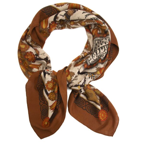 Hermes Brown Large Carré Scarf now online at labellov.com for the best price