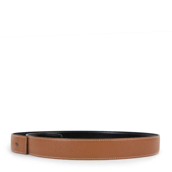 Hermès Gold Epsom/Black Box Leather Belt Strap - Size 80