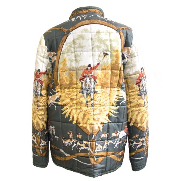 Very Rare Hermes Vintage Reversible Quilted Silk/Corduroy Coat -Size M  biel aller 